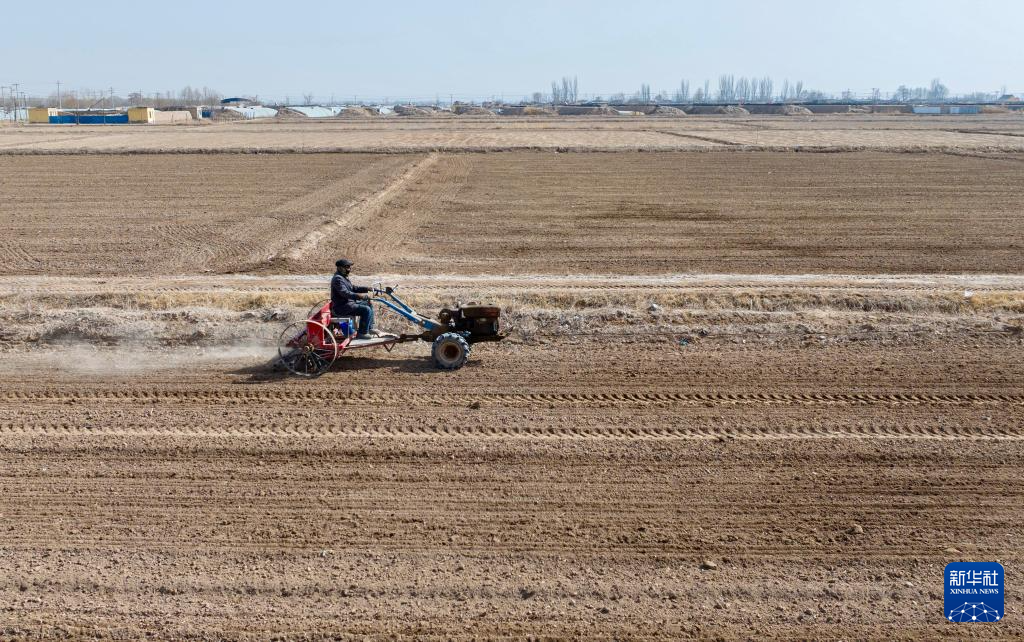 宁夏贺兰:人勤春来早 小麦播种忙