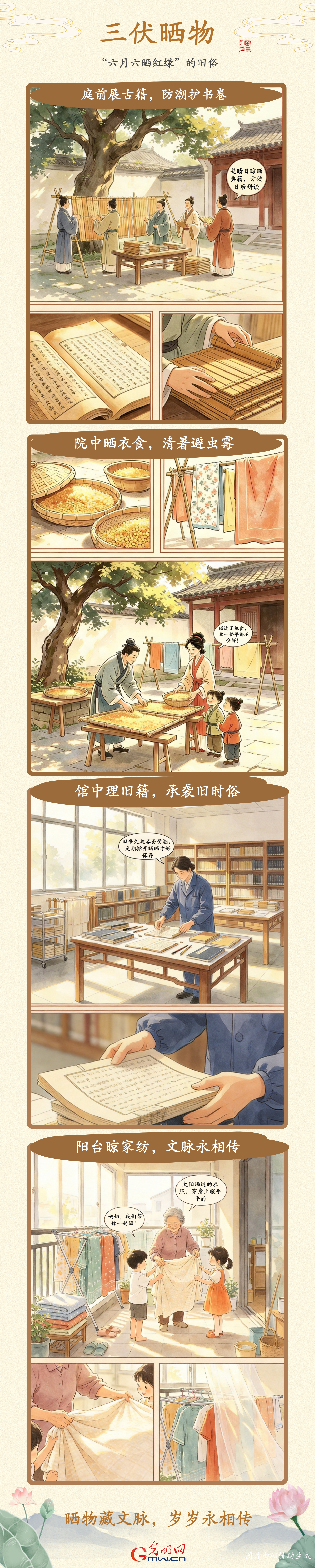三伏晒物：“六月六晒红绿”的旧俗